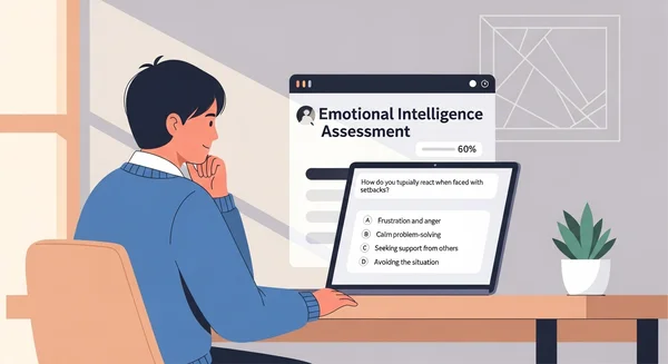 Person, die einen Online-Test zur emotionalen Intelligenz macht