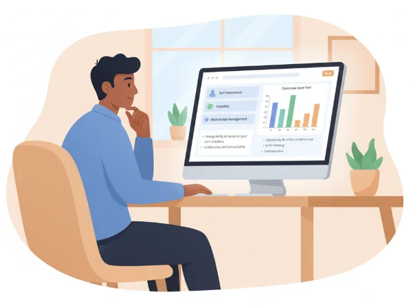 Persona comprendiendo los resultados de una prueba de inteligencia emocional