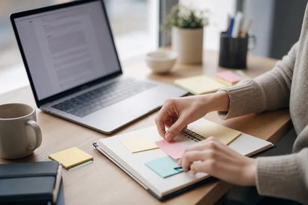 EQ wording notes on a desk