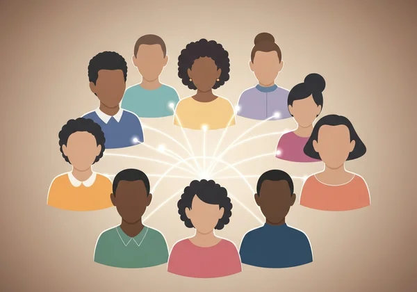 A diverse group of people engaged in a supportive and understanding conversation.